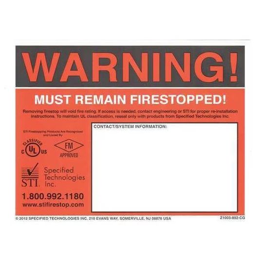 STI Z1003-892-CG Red Warning Labels - 100/Pack