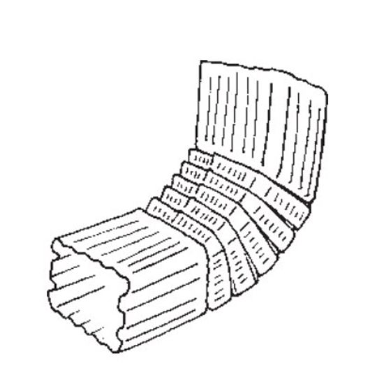 .019" x 3" x 4" Square Corrugated A-Style Painted Aluminum 75° Elbow