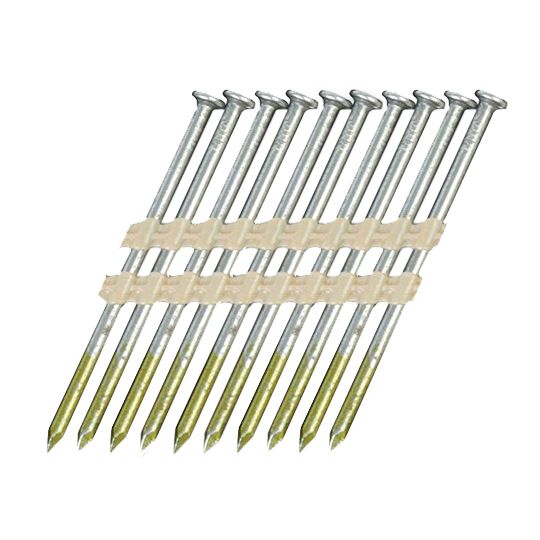 3" x .131 Smooth Shank Basic Bright 21° Full Round Head Plastic Strip Nails - Carton of 4,000