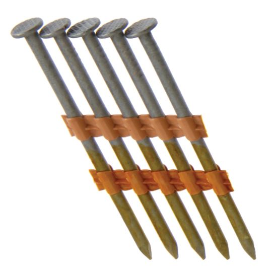 3" x .131" Smooth Shank Electro-Galvanized 21° Plastic Strip Round Head Nails - Box of 4,000