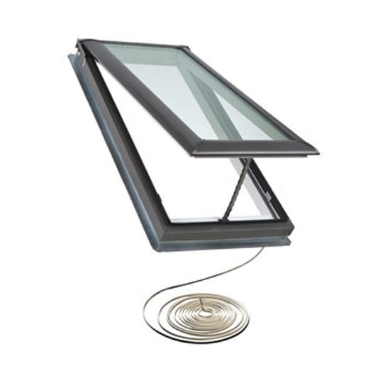 Electric "Fresh Air" Deck-Mounted Skylight with Aluminum Cladding, Laminated Low-E3 Glass & White Light Filtering Blind