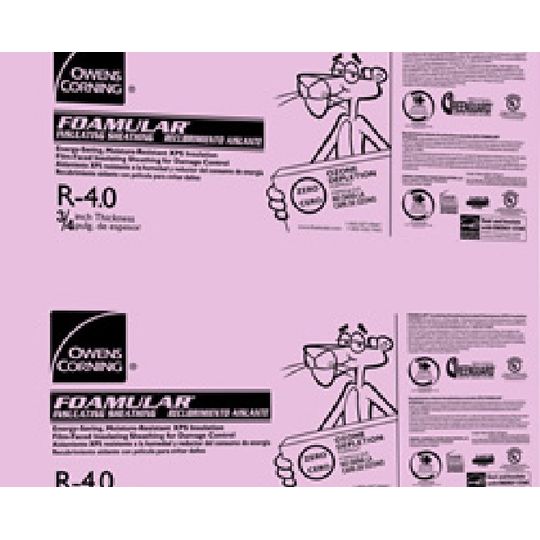 1/2" x 4' x 8' FOAMULAR® Insulating Sheathing Extruded Polystyrene (XPS) Rigid Foam Insulation