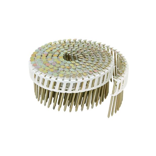 2-1/4" x .092 Smooth Shank Hot-Dipped Galvanized 15° Round Head Plastic Sheet Fiber Cement Coil Nails - Carton of 4,800