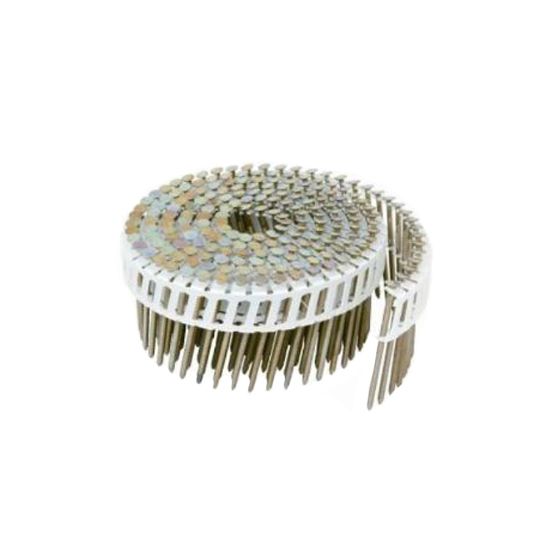 2-1/4" x .092 Ring Shank Hot-Dipped Galvanized 15° Round Head Plastic Sheet Fiber Cement Coil Nails - Carton of 4,800