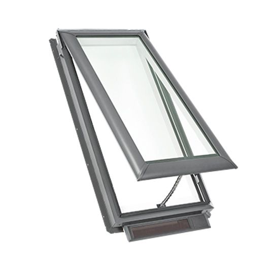 Solar Powered "Fresh Air" Deck-Mounted Skylight with Aluminum Cladding, Laminated Low-E3 Glass & White Blackout Blind