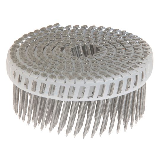 2-1/4" x .092" Smooth Shank Hot-Dipped Galvanized 15° Plastic Sheet Coil Nails - Box of 4,800