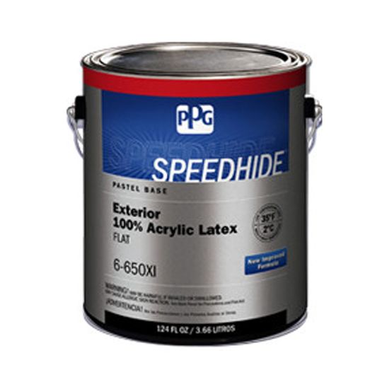 (6-650XI) Speedhide® Exterior 100 Acrylic Latex Flat with Pastel Base - 1 Gallon Can