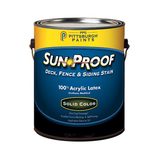 (77-113) Sun-Proof® Deck, Fence & Siding Stain 100 Acrylic Latex Solid Color Stain with Ultra Deep Base - 1 Gallon Can