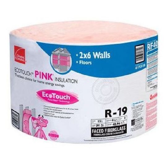 6-1/4" x 23" x 39'2" R-19 RF41 EcoTouch® PINK® Fiberglas™ Kraft Faced Roll Insulation with PureFiber® Technology - 75.07 Sq. Ft. Roll