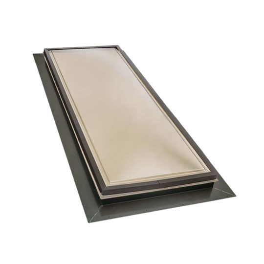 22-1/2" x 22-1/2" Hurricane Rated Self-Flashing Aluminum Polycarbonate Skylight with 4" Curb & White Wood Interior