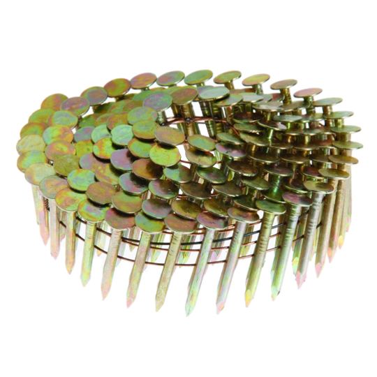 1" x .120" Smooth Shank Electrogalvanized 15° Coil Roofing Nails - Box of 7,200
