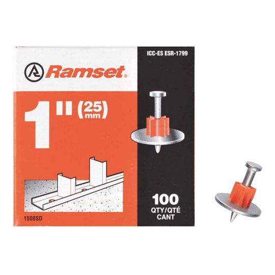 .145" x .300" x 1" Ramset® Pins with Metal Washer - Box of 100