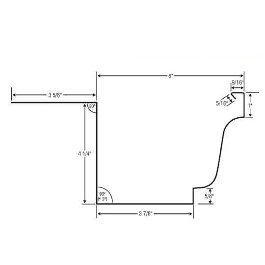 .032" x 6" x 16' K-Style Painted Aluminum Gutter Apron 90°