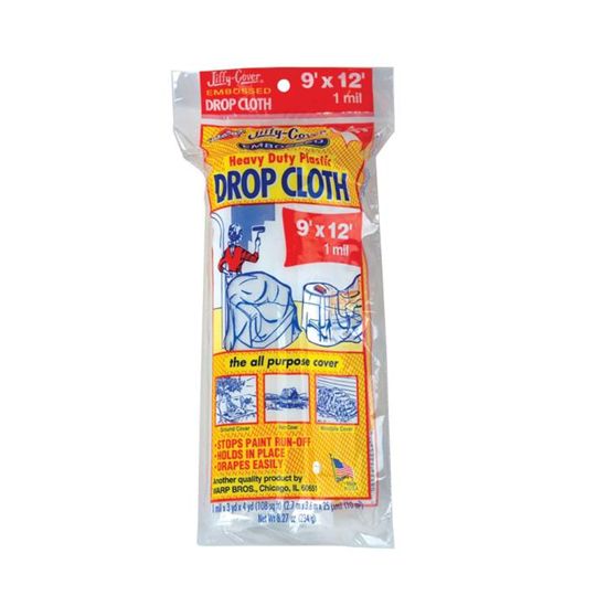 1 mil x 9' x 12' Embossed Plastic Drop Cloth