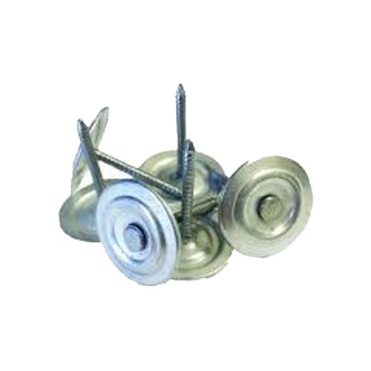 1" Electro-Galvanized Ring Shank Round Metal Cap Roofing Nails - 25 Lb. Pail