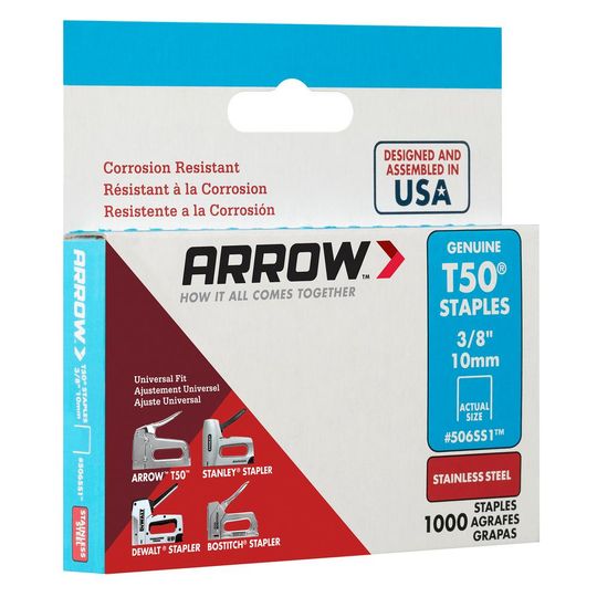 3/8" T50 Stainless Steel Staple - Box of 1,000