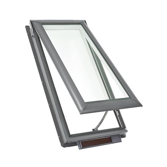 Solar Powered "Fresh Air" Curb-Mounted Skylight with Aluminum Cladding, Laminated Low-E3 Glass & Grey Solar Room Darkening Blind