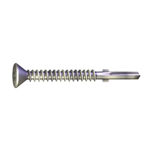 #12 x 2-1/2" Flat Head Winged #3 Drill Point Phillips Clear Zinc Screws - Carton of 1,500