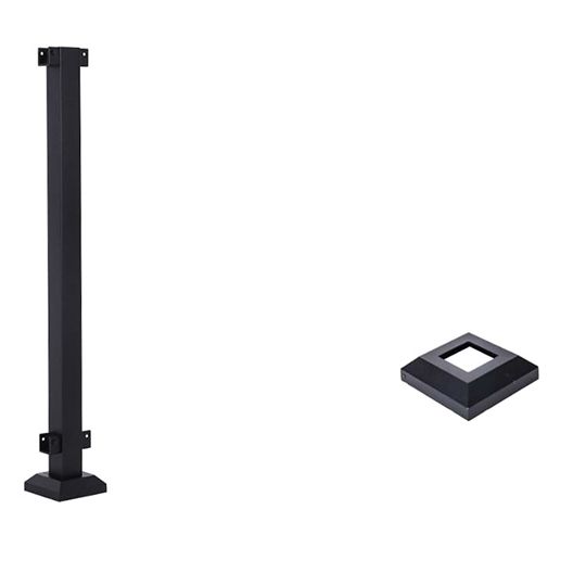 2" x 36" AL13 Home™ Aluminum Line Post with Pre-Attached Brackets & Base Cover