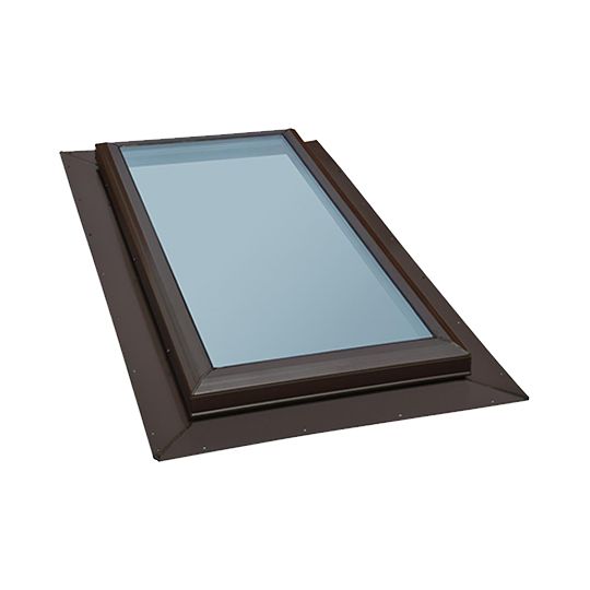 22-1/2" x 46-1/2" Self-Flashing Fixed High Impact Glass Skylight with 4" Curb & White Wood Interior