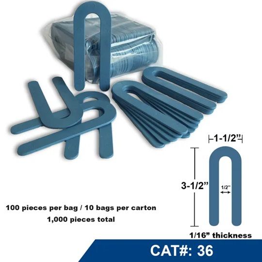 Horseshoe Shims #36 - 1/16" x 1-1/2" x 3-1/2" - 1000/Case