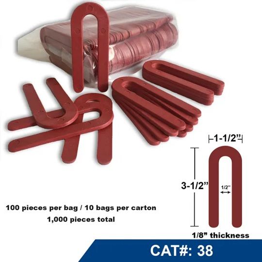 Horseshoe Shims #38 - 1/8" x 1-1/2" x 3-1/2" - 1000/Case