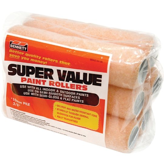 10mm x 240mm Paint Roller Fabric Cover Refill - Package of 6