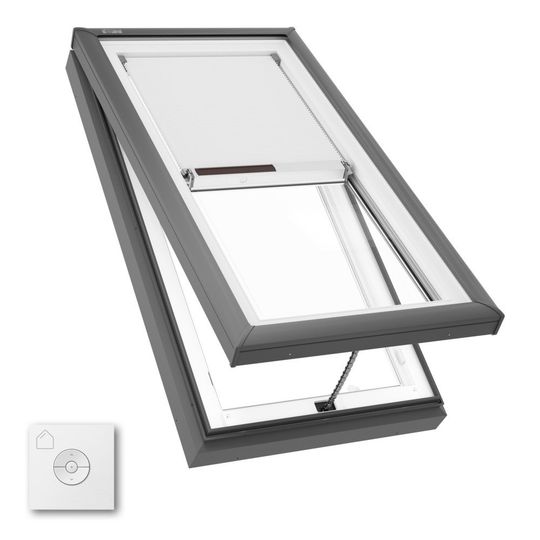 Manual Venting Curb Mount Skylight  with Solar-Powered Room Darkening Shade